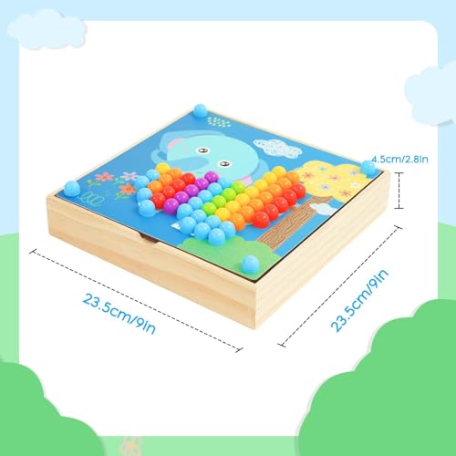 Mosaik Steckspiel für Kinder für 2,3,4,5 Jahre |Mosaik Pegboardmit 180 Steckperlen, 5 Gängen und 20 Mustern. Pädagogische Pilz Nägel Puzzle Spielzeug für Jungen Mädchen Kinder