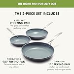 GreenPan Valencia Pro Hard Anodized 3 Piece Fry Pan Skillet Set, Ceramic Nonstick 8" 9.5" and 11" Induction Suitable Frying Pans, PFAS-Free Cookware, Dishwasher Safe, Oven and Broiler Safe, Gray - Image 4
