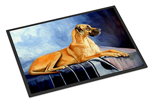 Caroline's Treasures 7204MAT Natural Fawn Great Dane Doormat 18x27 Front Door Mat Indoor Outdoor Rugs for Entryway, Non Slip Washable Low Pile, 18H X 27W