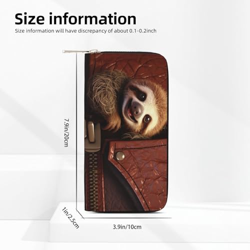Pu Leather Wallet For Women Girl, Zip Around Credit Card Holder Sloth On Zipper Long Wallet Clutch Purse Waterproof Travel Handbag3