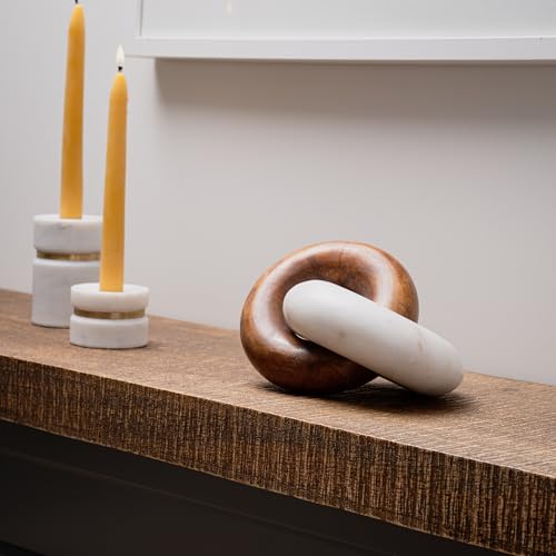 Cork & Mill Marble and Wood Knot Decor - Decorative Object for Shelves, Bookcase, Console, Mantel or Side Table - Entryway Decor Item - Coffee Table Centerpiece for Living Room - Handcrafted Accent - Image 6