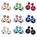 Adecco LLC 9 Pairs Bling Rhinestone Polymer Clay Studs Pearl Button Earrings, Double Ball Earring, Jewelry Piercing Ear Ring