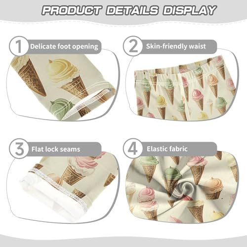 Colorful Ice Cream Girls Leggings Kids Yoga Pants Dance Active Tights 4T3