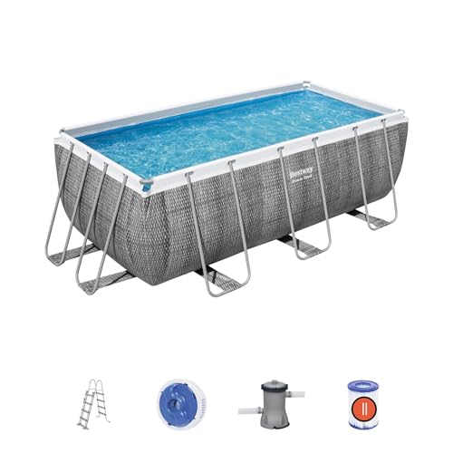 BESTWAY 56722C - Piscina Desmontable Tubular Power Steel Ratán 412x201x122 cm con Depuradora...
