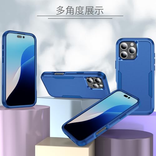 Image of Cubix Full Body Armor Cover for iPhone 16 Pro Pouch Hard PC + Soft TPU 3-Layer Military Grade Back Case (Navy)