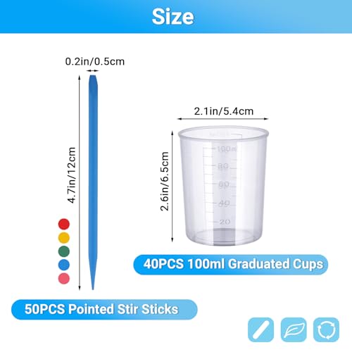 Kit de vasos medidores de resina 100 ml 40 piezas miniatura 2