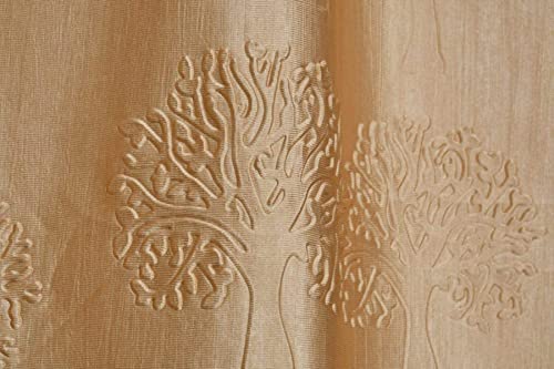 Image of Polyester Premium Tree Design Punching Screen for Home Office | Room Darkening Long Door Curtains 9 Feet Long Set of 4 | Modern Parde for Living Room and Bedroom | Golden Curtains