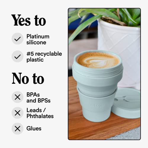 Stojo Collapsible Travel Cup - Aquamarine, 12Oz / 355Ml - Reusable To-Go Pocket Size Silicone Cup For Hot And Cold Drinks - Perfect For Camping And Hiking - Microwave & Dishwasher Safe #TOP4