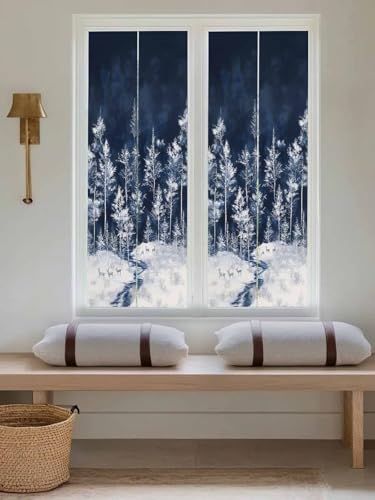 Vinilo decorativo ventana privacidad ciervo navideño 24x59 in miniatura 2