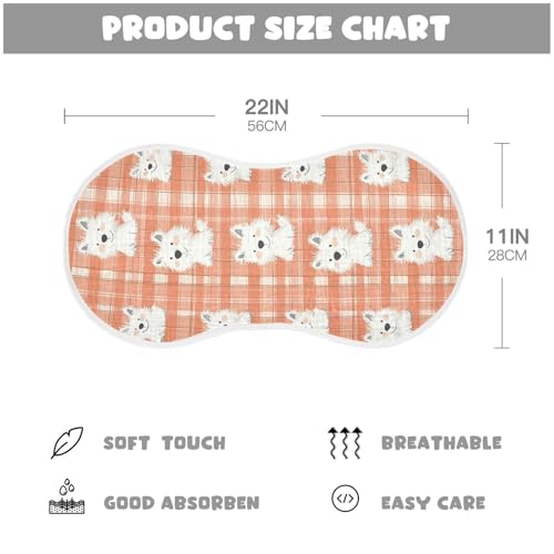 vvfelixl Muslin Burp Cloths Cheerful Dog Orange Grid Baby Washcloths for Baby Girl Boys 2 Pack2