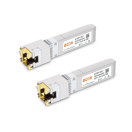 Image of 2Pack 10GBase-T SFP+ Transceiver, 10Gb SFP+ to RJ45 Copper SFP Module, Compatible for Cisco SFP-10G-T-S, Ubiquiti uacc-cm-rj45-mg, Netgear, Mikrotik, TP-Link(CAT.6a /7, 30m /98.4ft)