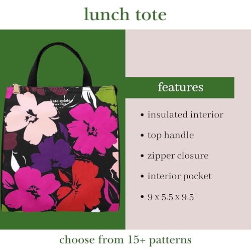 Image of kate spade new york Portable Soft Cooler Lunch Bag, Thermal Tote with Insulated Interior Lining and Storage Pocket, Lunch Tote for Women, Painterly Blooms