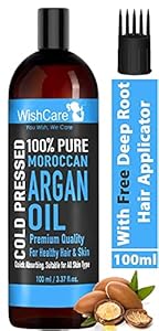 WishCare 100% Pure Cold Pressed & Natural Moroccan Argan Oil - for Healthy Hair & Skin - 100 Ml