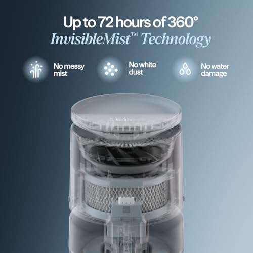 Image of BLUEAIR Room Humidifier - DreamWell - 72Hr Top-Fill Mist-Free InvisibleMist Technology Aroma Stone for Essential Oils and Soothing Mood Lighting - Quiet Operation for Bedroom and Home Use, Grey