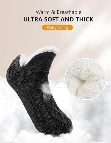 SIMIYA Men's Winter Slipper Socks with Grippers – Warm, Fuzzy, Fleece-Lined, Non-Slip, Cozy & Thick for Cold Weather Comfort2