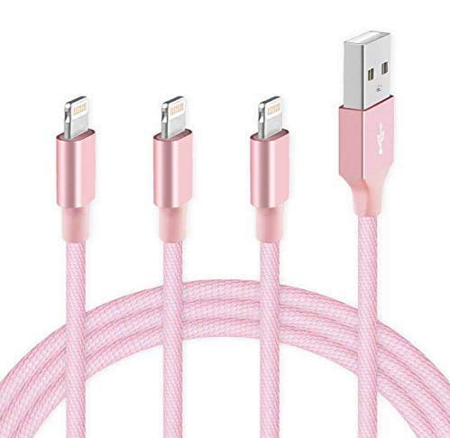 Novtech iPhone Charger Cord 3Pack 3FT MFi Certified Lightning Cable - Fast Charging Charger Cable Compatible with iPhone 11 Pro XR Xs Max X 8 8 Plus 7 7 Plus 6s 6s Plus 6 6 Plus SE iPad - Pink