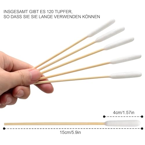 DASHUAIGE 120 STK Ohrreinigung für Hunde Holz Haustiere Ohrreiniger Ohrreinigungsstäbchen Haustier Lang Wattestäbchen Hunde Wattestäbchen für Haustiere, Katze, Hund, 15 cm