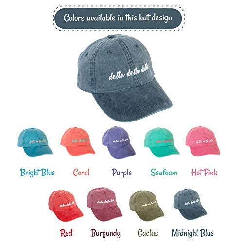 Delta Delta Delta (N) Sorority Baseball Hat Cap Cursive Name Font tri Delta (Midnight Blue)