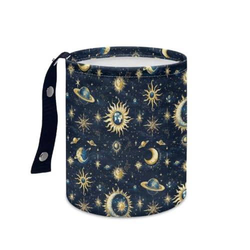 Image of Moon Star Planets Car Trash Can, Cute Car Trash Bag, Hanging Organizer and Storage Bag, Universal Fit for Front Seat, Back Seat, Floor, Headrest