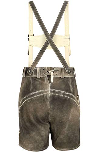 Isar-Trachten Jungen Besticke Kurze Lederhose für Jungs und Mädels Schiefer Bestickt, Schiefer (braun), 164