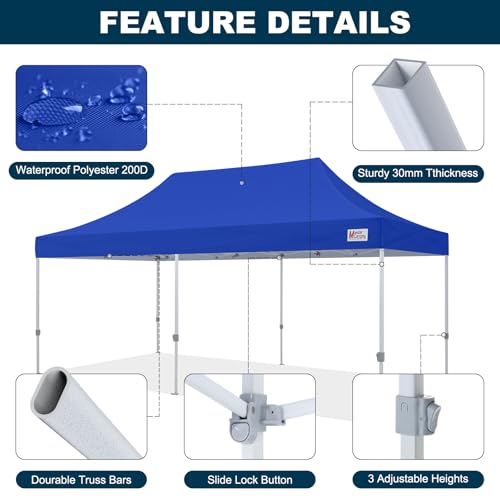 Image of MASTERCANOPY 10x20 Heavy Duty Pop Up Canopy Tent with Roller Bag(Blue)