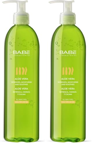 Laboratorios Babé - Gel de Aloe Vera Puro 395 ml | Refrescante, Hidratante, Calmante y Regenerante | Ideal para Exposición Solar, Afeitado, Depilación y Tratamientos Médico-Estéticos (Paquete de 2)