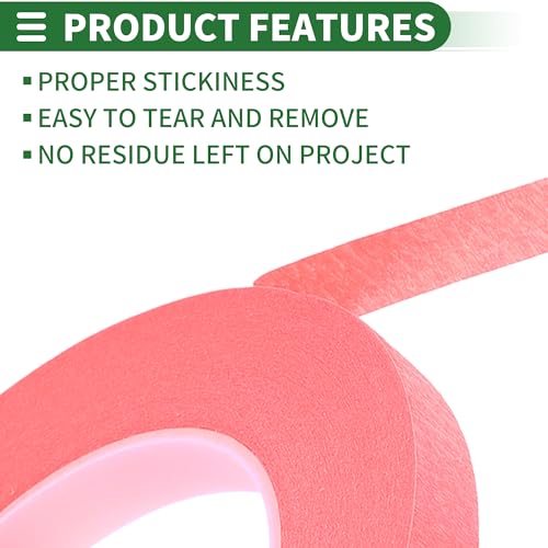Image of Motoforti Universal Painters Tape Masking Master Tape 0.15cm /0.3cm /0.6cm /1.2cm /1.9cm x 55m Easy Removal Crepe Paper Pink 5 Pcs