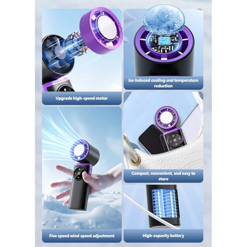 Petit ventilateur portable haut de gamme silencieux affichage numérique et 100 vitesses USB - 6