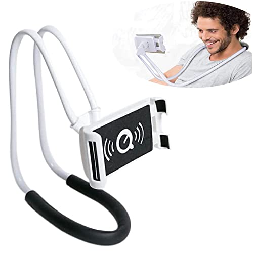 Golden^li Lazy Cell Phone Mount Hanging On Neck, Flexible Long Arms Mobile Phone Stand, Free Rotating Cell Phone Holder Clip Bracket For Desk Bed, Bike And Motorcycle (White) #TOP24