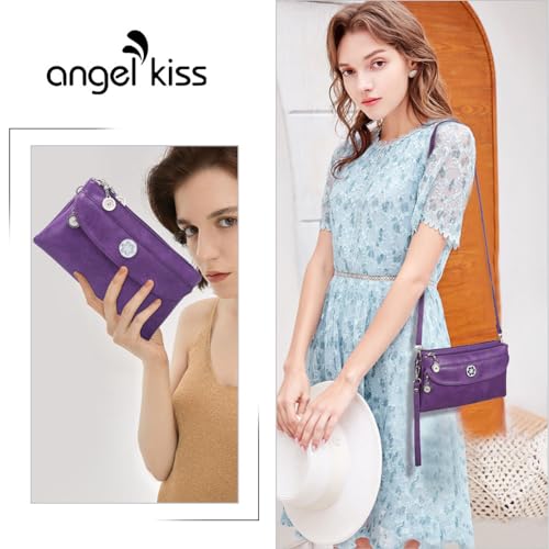 Image of Angel Kiss Crossbody Bags Small Purses for Women Vegan Leather Cell Phone Wallet Purse with Wristlet Strap