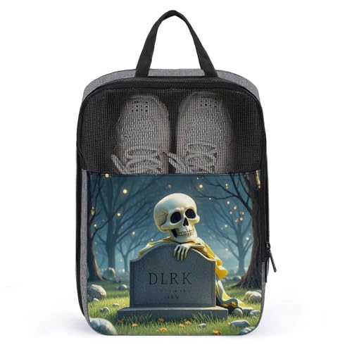 Bolsa de viaje portátil para zapatos con asa y estampado de calavera
