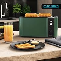 Arendo - Edelstahl Toaster Langschlitz 4 Scheiben - Defrost Funktion - wärmeisolierendes Gehäuse - mit integrierten Brötchenaufsatz - 1500W - Krümelschublade - Display mit Restzeitanzeige – Ansicht 6