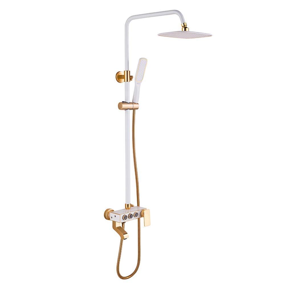OZBMA Platinum Hotel Home Bathroom Booster Shower Set Full Copper Button Three-Speed Rain 9 Inch Spray Beautiful Practical Luxury