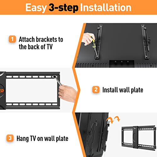 Elived Tv Wall Mount For Most 37-75 Inch Tvs, Holds Up To 120 Lbs, Leveling Adjustable Tilt Tv Mount Fits 8"-24" Studs, Max Vesa 600X400Mm, Flat Wall Mount Bracket. #TOP6