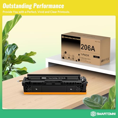 Image of 206A Toner Cartridges (with Chip) Works with HP Color Pro MFP M283fdw M283cdw, Pro M255dw M255nw, MFP M282nw M283 M282 M255 Printer | W2110A, 1 Pack Black