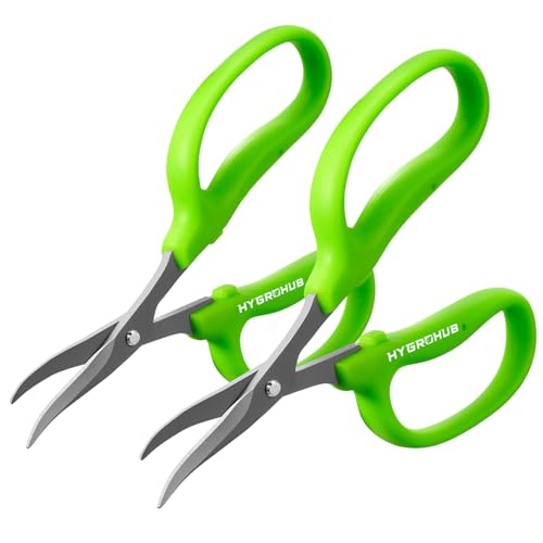 Image of 2PCS Garden Scissors, Curved Blade,6in Pruning Shears Snips Non-stick Coated Sharp Steel Blades - Gardening Tools Garden Shears for Plants Herb Flowers in Grow Tent and Hydroponics