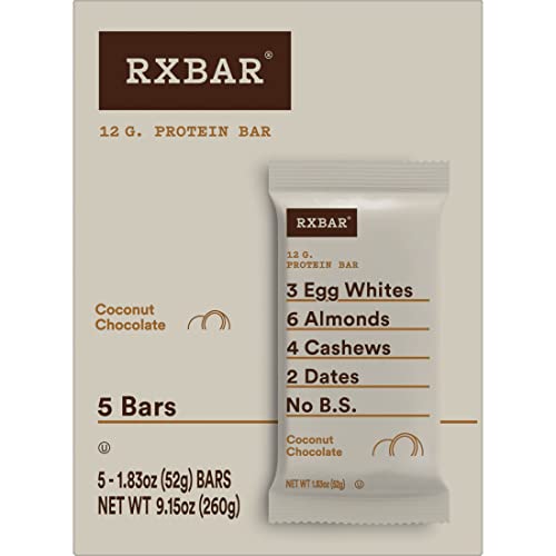 Rxbar Protein Bars, 12G Protein, Gluten-Free, Snacks, Coconut Chocolate, 9.15Oz Box (5 Bars) #TOP5