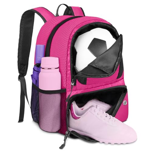 YOREPEK Soccer Backpack, Lightweight Soccer Bag with Ball Holder for Mens Womens, Water resistant...