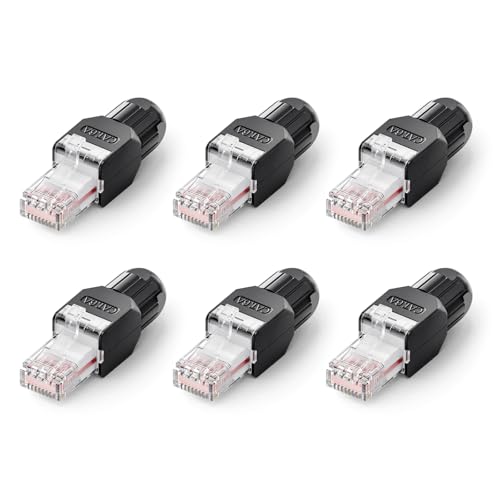 VCELINK Connecteur RJ45 sans Outil Cat6A, 10 Gbit/s 500 MHz, Noir, 6 Pièces