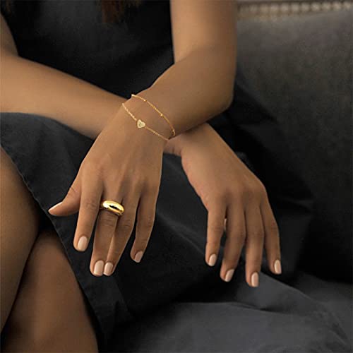Heart Initial Bracelet for Women 18k Gold Plated Stainless Steel Beaded Chain Layered Letter Bracelet Personalized Name Bracelet4