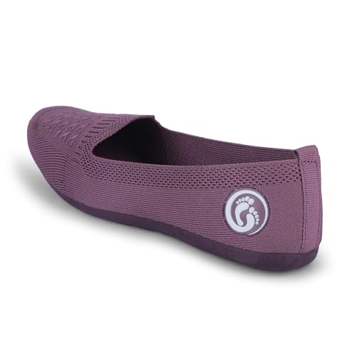 Image of Women Lightweight Knitted Ballerina Flats Slipon Dusty Mauve Comfort Fitx2