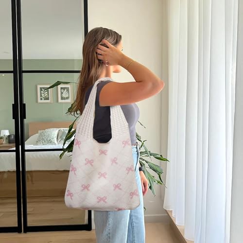 Bolso Tote de crochet para mujer, estilo boho tejido miniatura 6