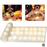 hatisan 1 Set LED Christmas Fake Snow Blanket Roll with Lights, 70 x 17.7 Inches Artificial Snow Blanket with 50 LED Light Strings, Winter Decor for Christmas Trees Village Craft Indoor Outdoor
