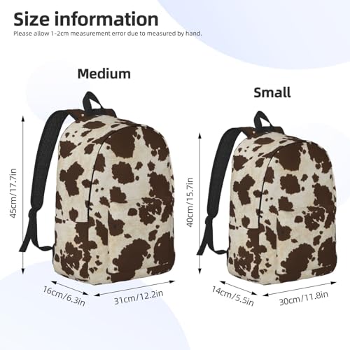 BREAUX brown Cow Spots Fashionable canvas backpack, lightweight casual, fit for multi-functional daily travel bags4