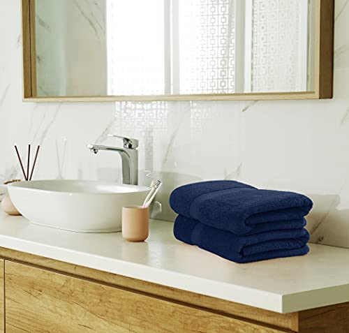 Utopia Towels 8 Piece Premium Towel Set, 2 Bath, 2 Hand, and 4 Wash Cloths, 600 GSM 100% Ring Spun Cotton, Highly Absorbent Towels for Bathroom, Gym, Hotel, and Spa, Navy Blue