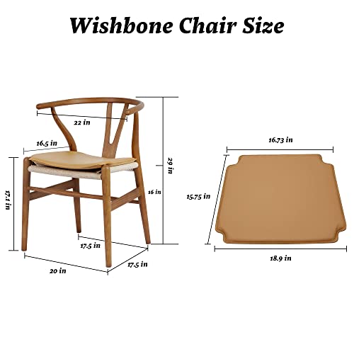 Forsho Set Of 2 Solid Wood Wishbone Dining Chair With Pu Soft Seat Cushion,Mid-Century Y Back Weave Dining Chair（Ash Wood - Walnut + Cushion） #TOP1