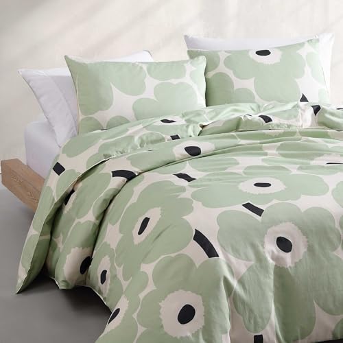 MARIMEKKO - King Duvet Cover Set, Super Soft Organic Bedding with Matching Shams, Floral Bedding Essentials, Oeko-Tex Certified (Unikko Green, King) by MARIMEKKO - Image 5