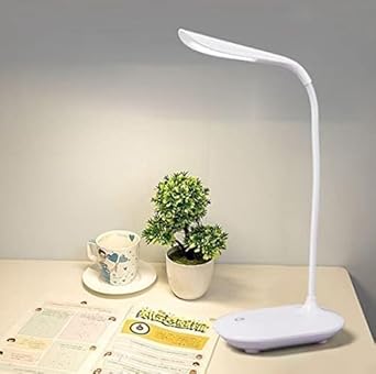 LED Study Lamp with Flexible Gooseneck, Dimmable Brightness, 3 Light Touch Modes White