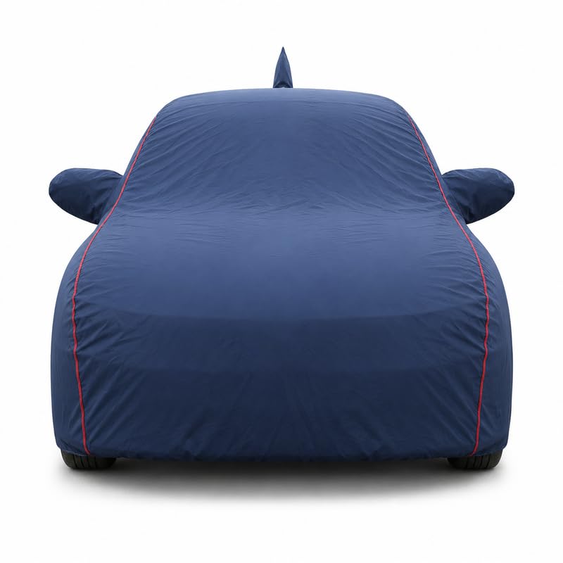 Image of Premium Car Cover for Renault's Captur | Waterproof, UV & Dust Protection | Mirror & Antenna Pocket | Triple Stitched, Soft Inner Lining, Belt & Buckle (Navy Blue)