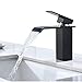 Produktbild CECIPA Schwarz Wasserhahn Wasserfall Bad Armatur Waschbecken für Badezimmer, Waschbeckenarmatur Waschtischarmatur Waschtischbatterie Badarmatur Einhandmischer mit Moderner Stil,Schwar